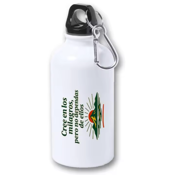 MERCHANDMANIA Bidón 400ml metálico frase motivadora ejercicio gimnasio milagro deporte para viaje y deporte - 1
