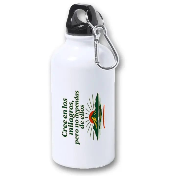 MERCHANDMANIA Bidón 400ml metálico frase motivadora ejercicio gimnasio milagro deporte para viaje y deporte - 1