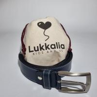 Cinturón de Piel Azul con Costuras contrastadas para Hombre. REGALO INCLUIDO: Auriculares TWS E6S. Medida Ajustable. Elegante y Resistente. Fabricado a Mano en España. Presentado en bolsa de tela. Regalo Especial. Lukkalia - Kids and Us / LKCAC - details 2