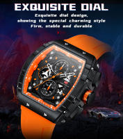 Reloj De Cuarzo MINI FOCUS Para Hombres Con Dial Tonneau Deportivo Y Correa De Silicona Naranja Cronógrafo Resistente Al Agua Con Manos Luminosas Fecha Automática - details 5