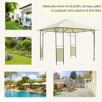 Outsunny Carpa 2,97x2,97x2,6m Cenador Jardin Marco de Acero y 4 Paraviento lateral Color Crema - details 5