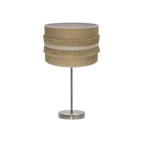 FABRILAMP Lámpara de Mesa Sobremesa Grande Natalia 1xe27 Cuero/saco-beige 62x30x30 Cm - Elegante y Moderna - 1