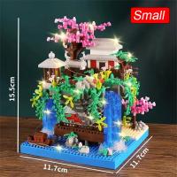 Bloques De Construcción 3D Casa De Árbol Antigua Juego De Puzzle Educativo Arquitectura Faeirland Con Piscina Modelo De Cerezo - details 3
