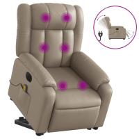 vidaXL Sillón de masaje elevable eléctrico cuero sintético Negro, Crema, Marrón Sillon Dormitorio Sillon Comodos Silla Relax Sillón Sofá - details 5