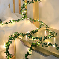 Luces De Navidad En Forma De Hoja Verde LED Cadena De Luces De Hierro Cuádruple Línea Simulación De Vínculo Verde Para Decoración - details 0