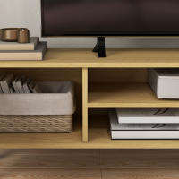 HOMCOM Mueble TV Mueble de Salón Mesa para TV con 2 Puertas 2 Estantes y 5 Patas de Madera para Televisores de hasta 65 Pulgadas 150x30x42 cm Roble - details 3