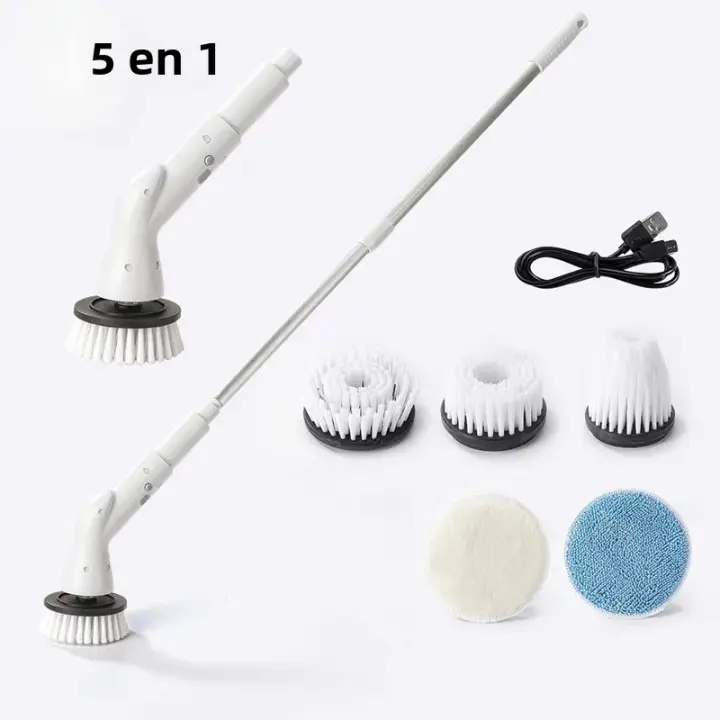 Cepillo De Limpieza Eléctrico 5 En 1 Sin Cable Escobilla De Limpieza Para Ducha Cocina Baño Herramienta De Limpieza Eléctrica Portátil - 1