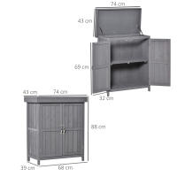 Armaria de Jardín Armario para equipamiento de Abeta weatherproof, puertas doobles, 2 compartimientos, Caja de almacenamiento exterior, Armario para herramientas, Caseta de Jardín, gris oscuro, 74x43x88 cm - details 6