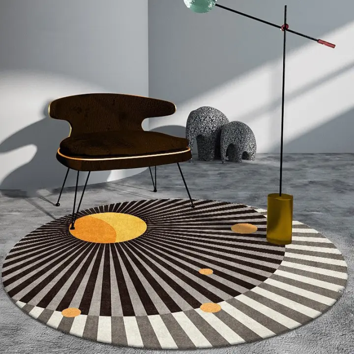 Carpetas Redondas De Piso Resistente a La Suciedad Para Dormitorio Escritorio Juego De Silla Giratoria Estudio Sillín Bajo - 1