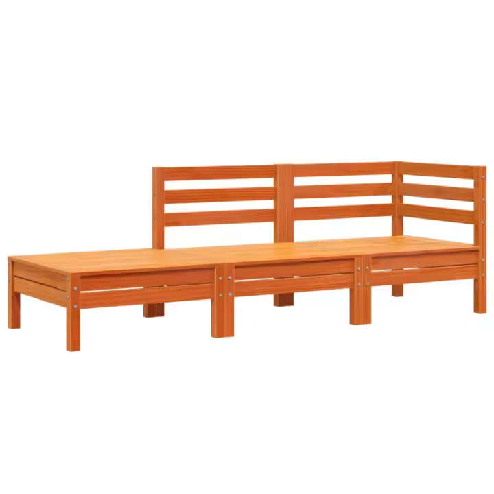 vidaXL Sofá de jardín de 3 plazas madera maciza de pino cera Marrón cera, Douglas natural, Impregnado natural Conjunto Terraza Muebles Jardín Exterior Juego de Muebles de jardín Mueble Jardín Exterior Muebles de Salon Exterior - 1