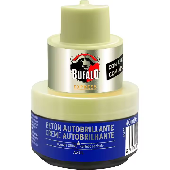 Bufalo Betún Autobrillante para Zapatos de Piel Liso con Aplicador de Esponja Azul - 1