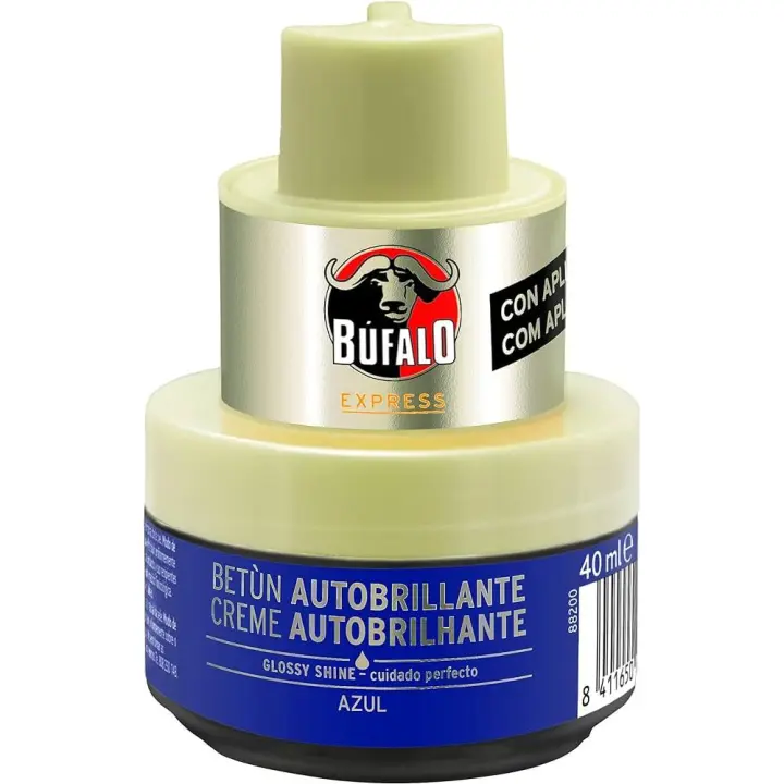Bufalo Betún Autobrillante para Zapatos de Piel Liso con Aplicador de Esponja Azul - 1
