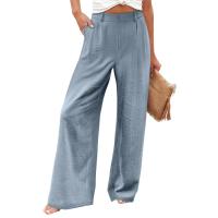 Pantalones Anchos Para Mujer Cintura Alta Elástica Trasera Negocios Casual Largo Pantalones Regulares De Pierna Recta Para Otoño/Invierno - details 1