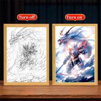 Marco De Fotos Anime Con Luz LED Gundam Figura De Acción Decoración De Habitación Regalo Para Amigo Lámpara Nocturna Tema De Dibujos Animados - details 8