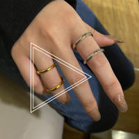 ANENJERY Anillo Doble Capa De Color Dorado Para Mujer Simple Y Venta Al Por Mayor Joyería De Fiesta Resizable Moda Actual - details 8