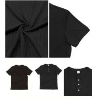 Camiseta De Hombre Estilo Moderno Con Rayas Cuello Henley Corta Transpirable Y Suave Para Ropa Casual De Verano - details 6