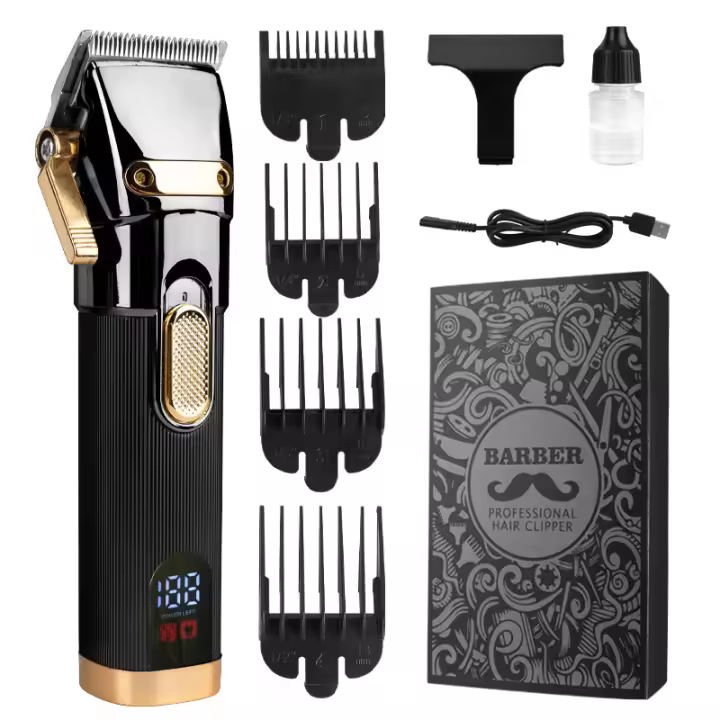 Cortadora de pelo de metal con pantalla digital LCD, aparato de cuidado personal, cortadora de pelo profesional recargable - 1