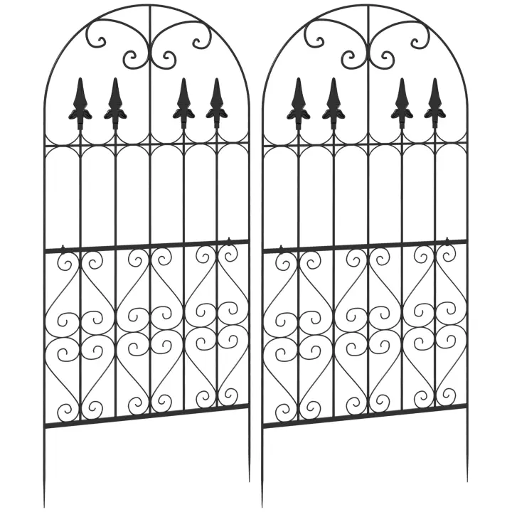 Outsunny Juego de 2 Enrejados de Jardín Soportes para Enredaderas con Marco de Acero para Plantas Trepadoras y Decoración Patio Terraza 55x128 cm Negro - 1