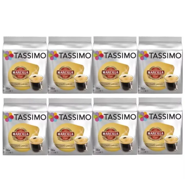 Capsulas TASSIMO MARCILLA Largo - 8 paquetes de 16 capsulas - 1