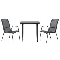 vidaXL Juego de comedor para jardín 3 piezas acero y textilene negro - details 1