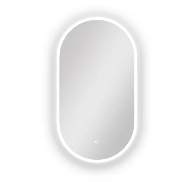 AICA Espejo de baño LED 500 x 900 mm, ovalado, antivaho, luminosidad regulable - 1