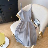 Vestido De Mujer YuooMuoo 2024 Estilo Coreano Moda Ajustado Cintura Plisado Tirantes Spaghetti Vestido Tejido Vintage Y2K Streetwear - details 29