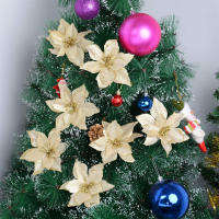 12/24pcs Flores De Navidad Con Brillo Decoración Para Árbol De Navidad Ornamentos Para Año Nuevo Falsas Flores De Fiesta Decoración De Invierno - details 5
