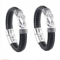 Regalo de los hombres pulsera de metal de cuero de los hombres Punk de titanio de acero inoxidable de moda personalizada pulsera de joyería de la mano Regalo de los hombres Padre / Abuelo de Navidad de los hombres de San Valentín Día del Padre de regalo - details 4