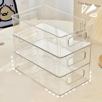 Organizador De Cajones Transparente Almacenamiento Para Frutas Alimentos Cosméticos Joyas Jars Piled up En El Frigorífico - details 12