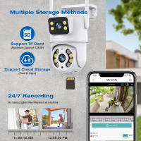 Cámara IP De Seguridad Exterior WiFi 8MP 4K Doble Lente Detecta Humanos Pantalla Dual ICSEE Tris Hogar Vigilancia Video - details 6