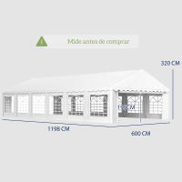Outsunny Carpa para Fiesta 12x6 m Carpa de Jardín con 12 Paredes Laterales Desmontables y 12 Ventanas Impermeable Protección UV 30+ Cenador Gazabo para Boda Camping Blanco - details 2