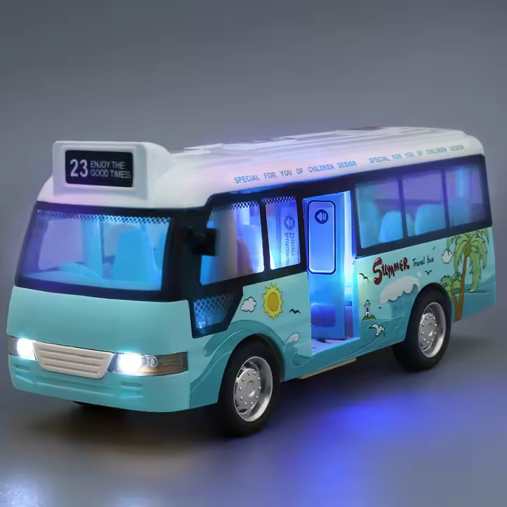 Juguetes De Autobús Escolar Con Sonido Y Luz Coches De Metal Fundido a Presión Potenciados Por Fricción Regalo Para Niños - 1