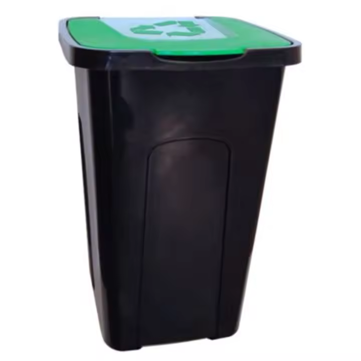 Keeeper Papelera de Reciclaje Polipropileno 50L Tapa Verde Separación de Residuos - 1