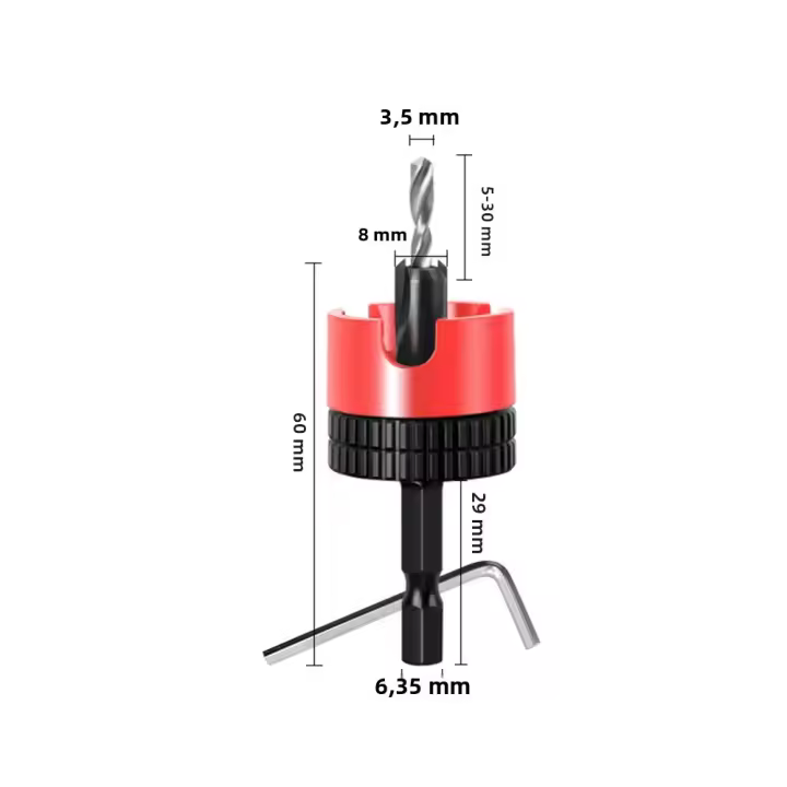 1PC Taladro De Cuentas Limitadas Para Carpintería Con Embozo Y Taladro De Pasos Ajustable Mango Hexagonal Antideslizante Abre Tornillos - 1