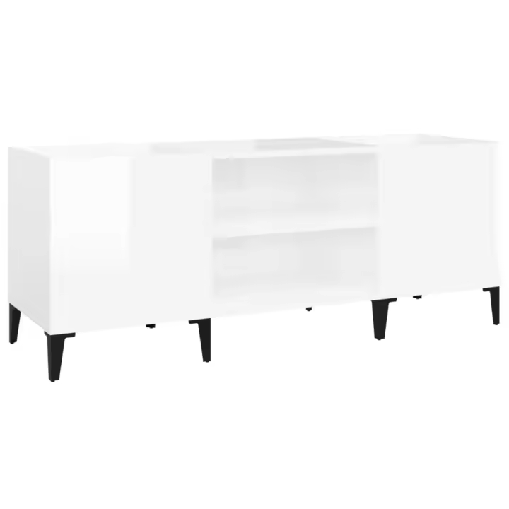 Mueble discos Madera contrachapada Blanco Brillo 121x38x48 cm - 1