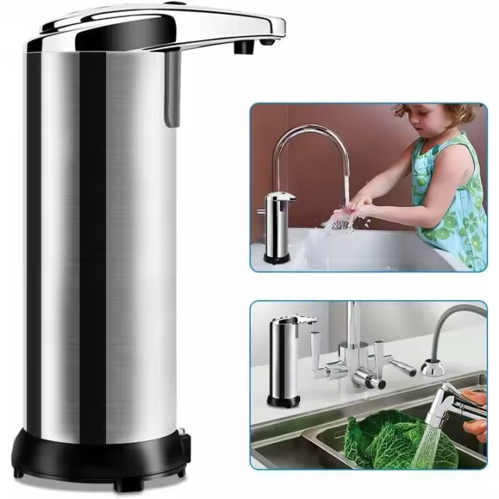 Dispensador automático de jabón con sensor infrarrojo y base impermeable sin contacto - 1