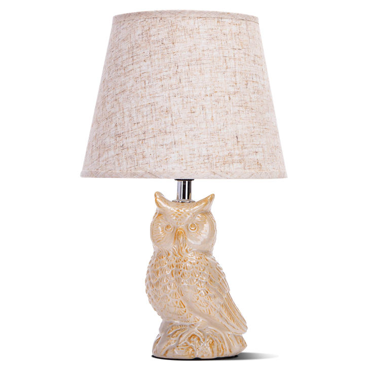 Aigostar Lampara de Mesa de Cerámica, Vintage Lámpara de Mesita de Noche con Pantalla de Tela, Casquillo E14, max.40W, Luz de Noche, Lámpara de Sobremesa para Dormitorio, Salón (sin Bombilla) -H325mm