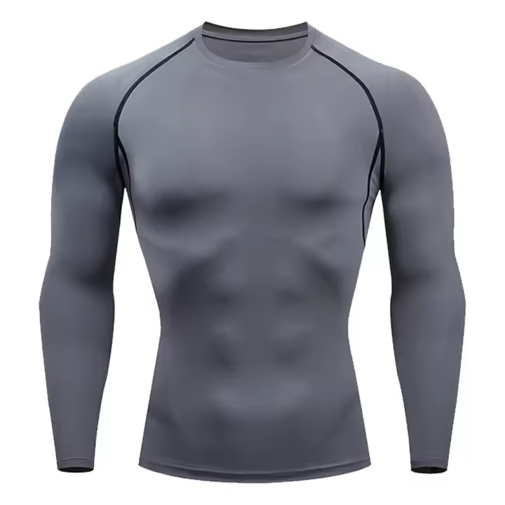 Camiseta De Compresión Para Hombre Con Manga Larga Secado Rápido Running Fitness Gimnasio Deporte Al Aire Libre Camiseta Talla Grande - 1