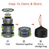 Juego De Cocina Para Camping LISM Para 2-3 Personas Sello Antigoteado Con Vaso De Té Aluminio Plegable Para Picnic Al Aire Libre - details 12