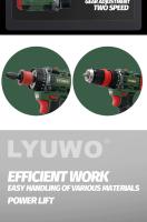 Kit De Destornillador Eléctrico Sin Escobillas LYUWO Con Batería De Carga Rápida Luz LED Y Cuerpo Ergonómico (2-en-1 Taladro/Destornillador) - details 2