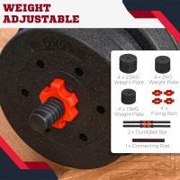 HOMCOM Juego de Mancuernas Ajustables de 20 kg 2 en 1 Juego de Pesas de Dumbbell con Barras Conexión y Barra de Extensión Kit de Levantamiento de Pesas para Hombres y Mujeres Gimnasio en Casa Negro - details 5