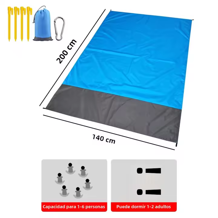 Manta De Playa Impermeable 2x2.1m Plegable Y Portátil Para Camping Y Picnics Matrícula Ligera Para Exterior Resistente Al Sandía - 1