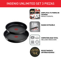 Tefal Ingenio Unlimited Set 3 Piezas 22/26 cm + 1 mango extraíble, Apilable, Revestimiento antiadherente, Mango extraíble, L7639143 - details 1