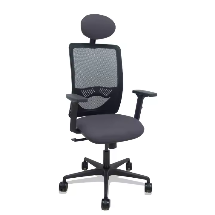 Silla Zulema sincro malla negra asiento bali gris oscuro brazos 2D ruedas 65mm cabecero - 1