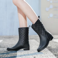 Botas De Lluvia Para Mujeres Negras De Mediana Longitud Antideslizantes Y Resistentes Al Desgaste Impermeables Ligeros Para Jardín - details 0