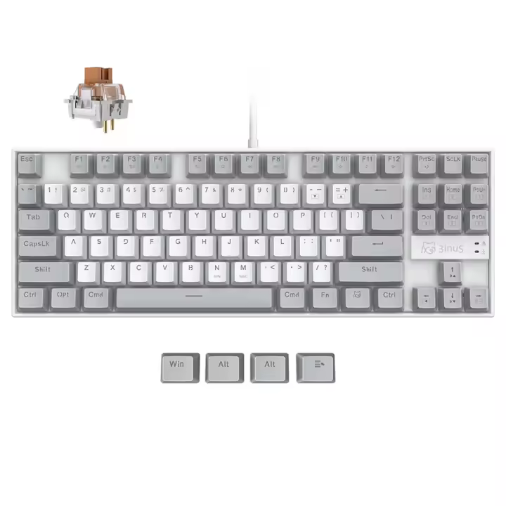 Teclado mecánico 3inuS 87 teclas 5 en 1 con hub dual USB-C y cable hot-swappable - interruptores marrones. - 1