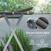 Outsunny Columpio de Jardín Exterior de 2 Plazas Balancín de Jardín Exterior Convertible en Cama con Toldo Ajustable Protección UV30+ y Cojines Carga 220 kg 142x130x168 cm Gris Oscuro - details 4