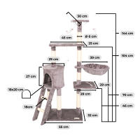 Casa Basics - Rascador para gatos NENI con Altura de 144 cm, Incluye 1 escalera, 1 caseta, 3 Plataformas Mirador, 4 ratas, 1 Nido - Árbol para Gatos en Beige/Negro/Gris - details 7