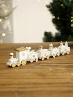 Adorno Navideño De Tren Blanco Con 4 Carrosajes Con Oso Y Payaso De Nieve Decoración De Navidad Para El Hogar Regalo De Vacaciones - details 0