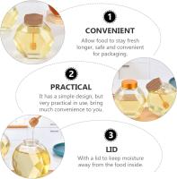 2 piezas de tarro de miel en forma de hexágono tarro de miel tarro de almacenamiento de miel de vidrio con recipiente transparente contenedor de alimentos para la cocina del hogar (380Ml) - details 1
